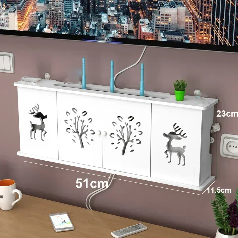 Wireless Wifi Router Storage Box Wall-mounted Wooden Plastic Box Cable Power Wire Plug Organizer Router Storage Shelf cable organizer wall mounted storage box wall mounted organizer power socket organizer