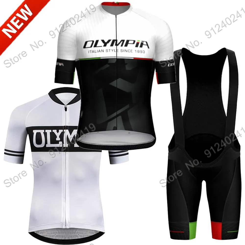 2023 Italia Team Olympia Cycling Jersey Set Mens Summer Bicycle Abbigliamento Camicie Da Strada Suit Bicycle Bib Shorts Mtb Ropa Maillot