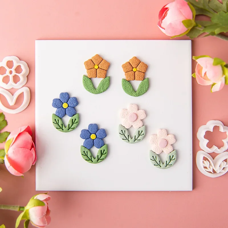 

Soft Pottery Earrings Polymer Clay Mold Irregular Geometric Shape/Lotus Flower Clay Cutter DIY Jewelry Pendant Pottery Tools