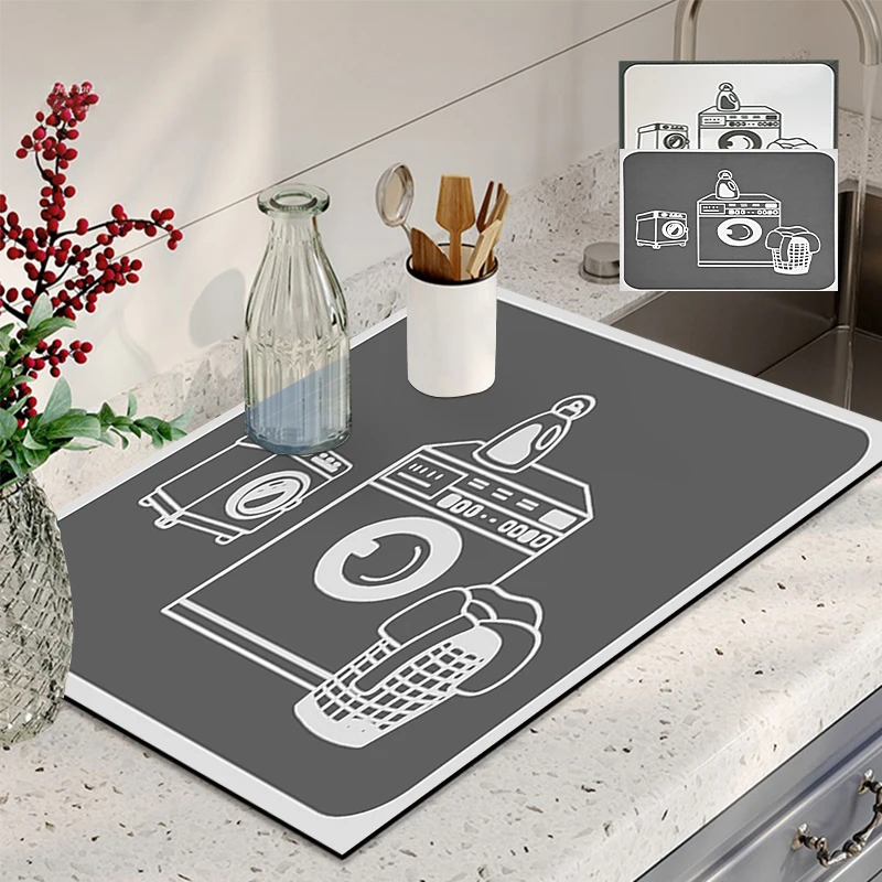 Washing Machine Covers Dust-proof Pad for Refrigerator Microwave Kitchen  Dishes Absorbent Drying Mat Non-slip Bathroom Doormat - AliExpress