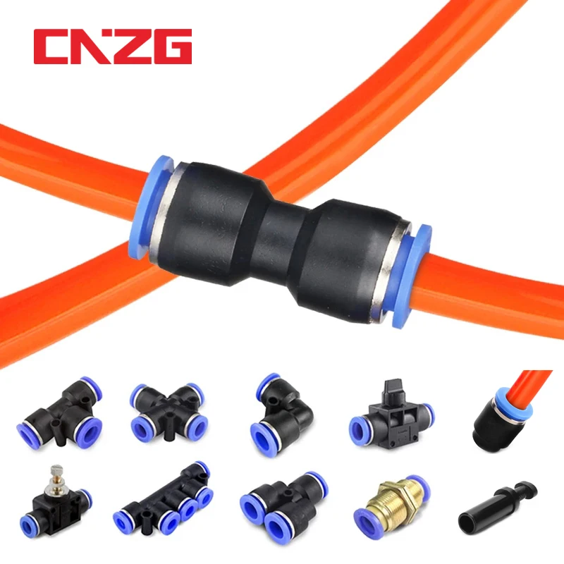 Pneumatic Fitting Pipe Air Connector Tube Quick Release Fittings Water Push  In Hose Plastic 4/6/8/10/12/14mm PU PY Connectors