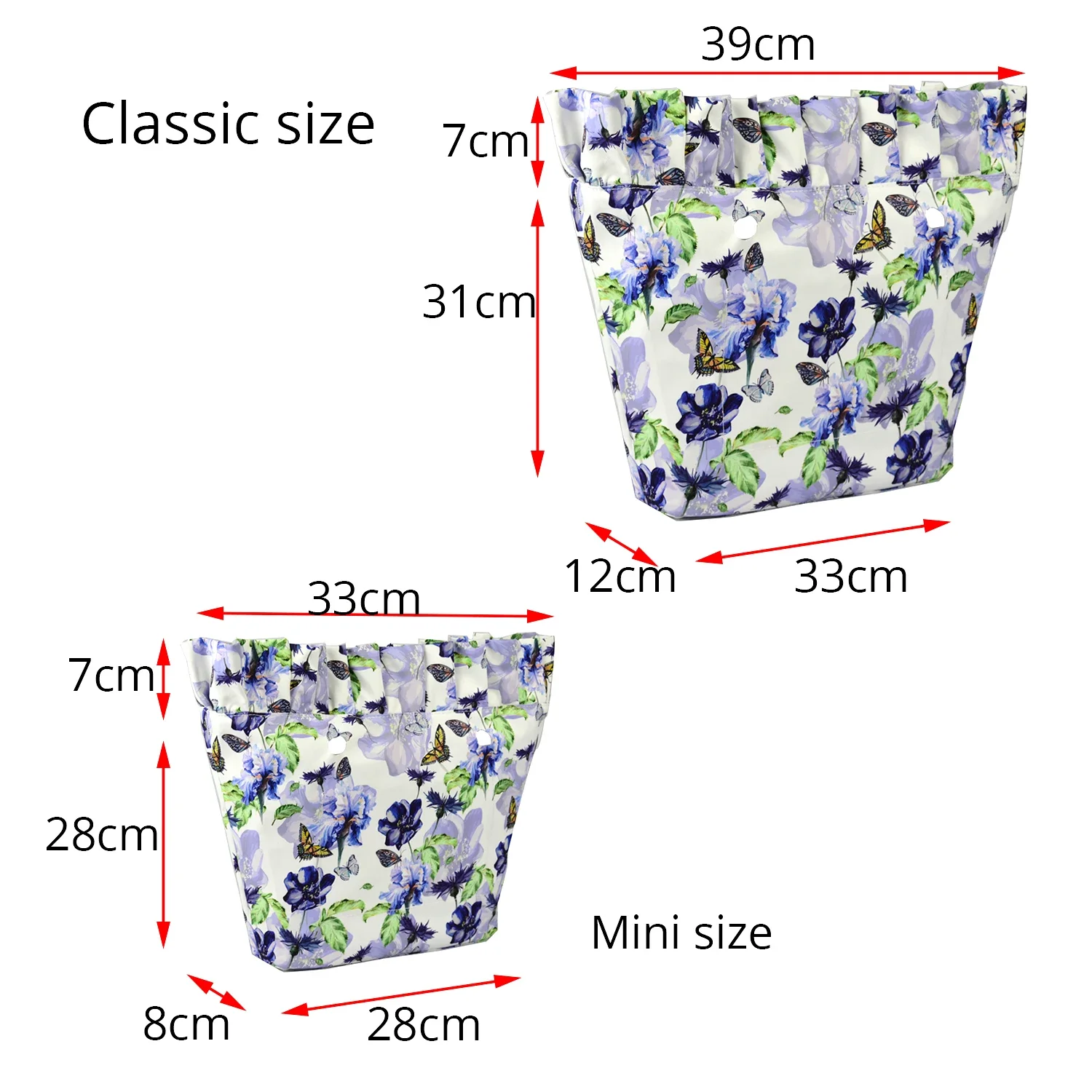 Obag Accessories Composite Twill Cloth Mini Waterproof Frill Pleat Inner Insert Zipper Pocket