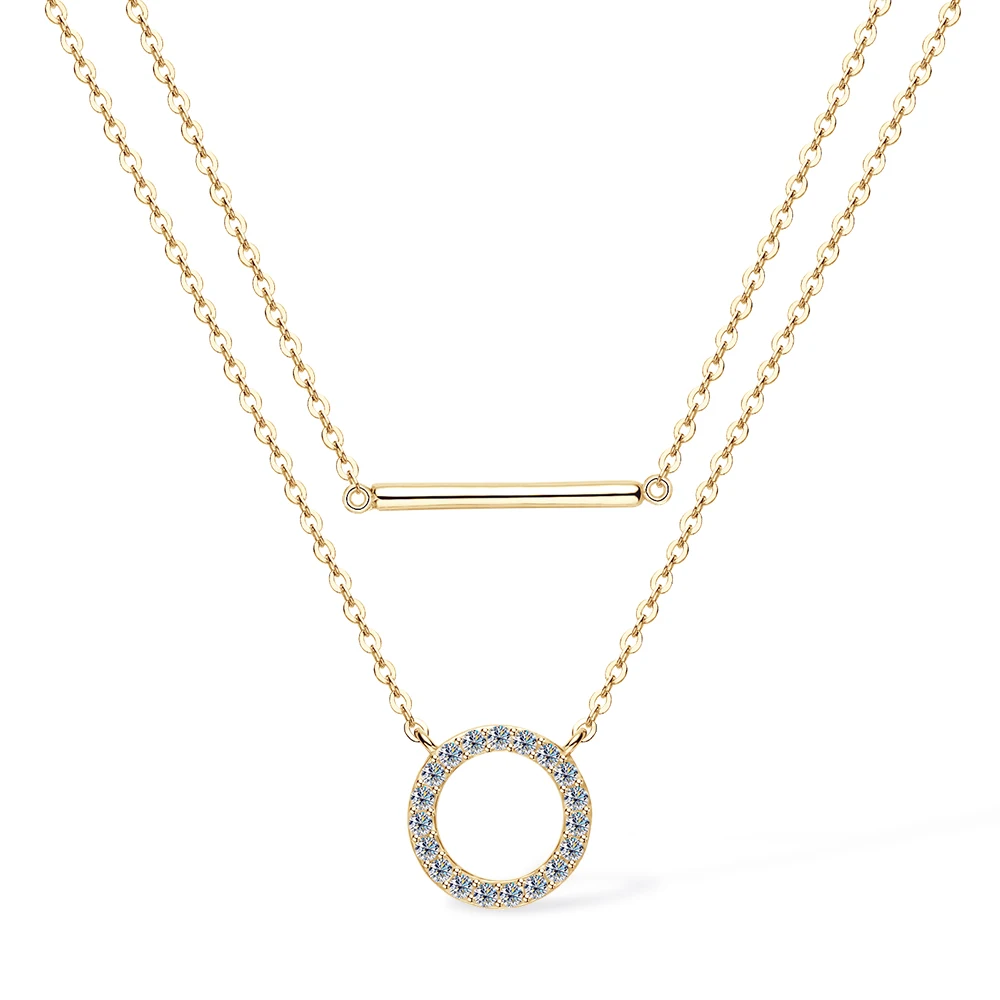 عقد مويسانيتي ذهب عيار ١٤ طبقتين