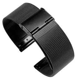 Elegant Milanese Stainless Steel Watch Band for Men and Women - Adjustable Strap for Smartwatches (Black)