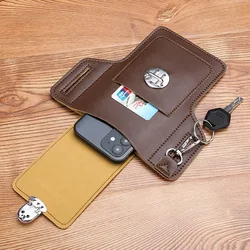 Vintage PU Leather Men's Waist Bag and Phone Wallet Holster (Brown)