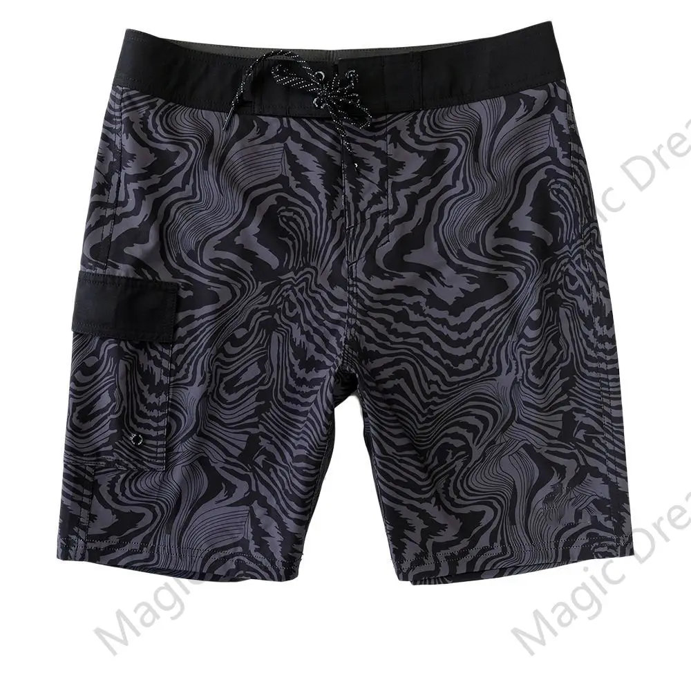 2024 Jun Men Summer New Waterproof Beach Shorts With Pocket Phantom Bermuda Board Shorts Swim Quick Dry Casual Diving  Swimwear 4