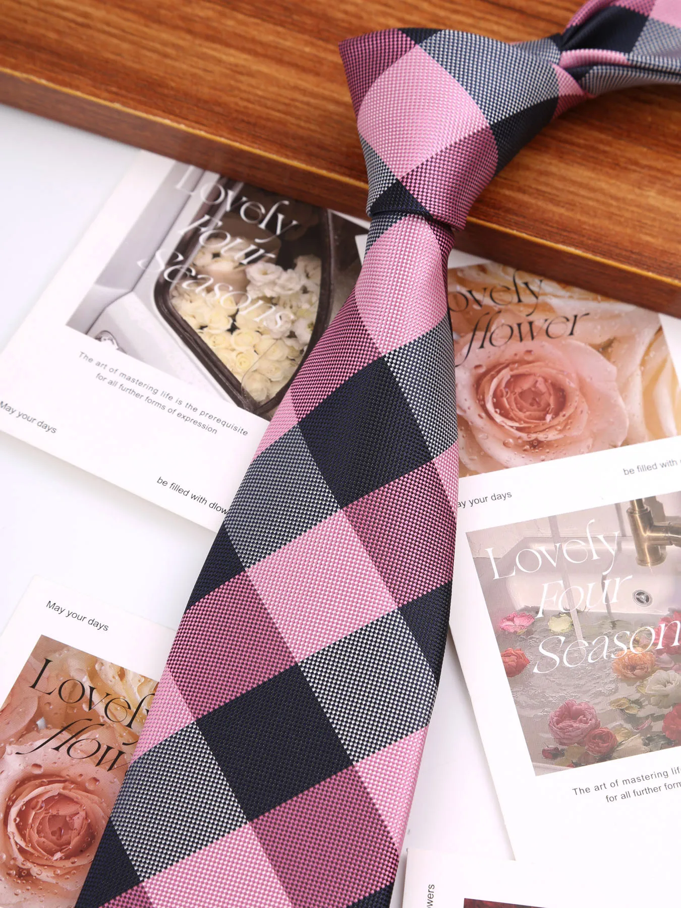 Mode 8 cm Breite Polyester Krawatte Für Männer Business Meeting Formale Jacquard Gestreiften Plaid Dünne Krawatte Täglichen Verschleiß Krawatte geschenk – Detail 8