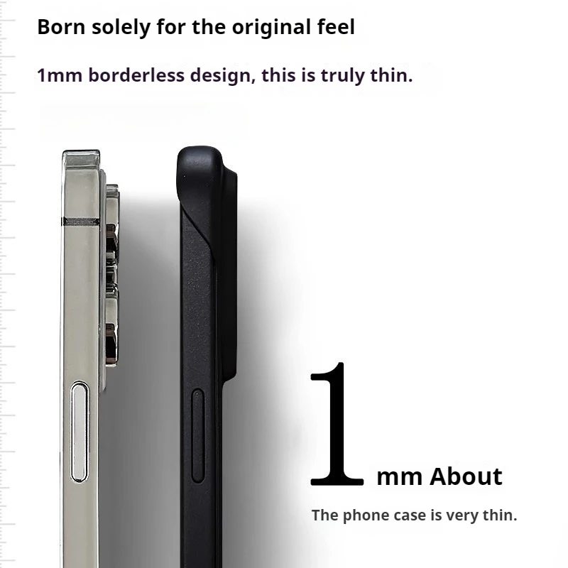 Ultra Thin Minimalist Borderless Phone Case - Frameless Skin-Friendly Hard Matte Cover