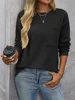 Women Fashion Solid Color Waffle Fabric Sweatshirt Single Pocket Patchwork O Neck Pullover Hoodie Female Autumn Long Sleeve Tops 3
