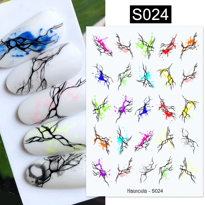 3D Marble Blue Golden Nail Sticker Wave Line Geometry Abstract Ink Blooming Nail Art Sliders Decals Manicure Decorations 5