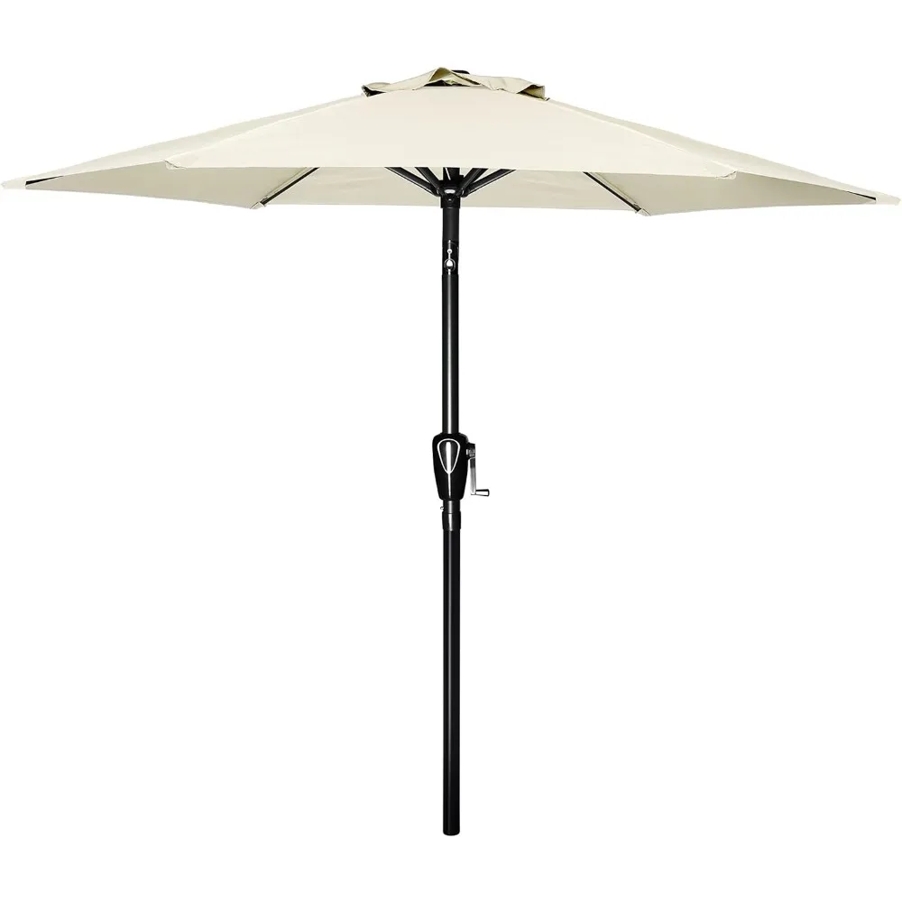 7.5ft Patio Umbrella, Outdoor Table Market Yard Umbrella with Push Button Tilt/Crank, 6 Sturdy Ribs, Patio Umbrellas 6