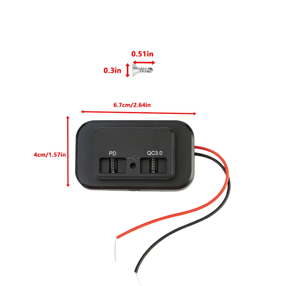 

12/24V PD+QC3.0 Dual USB Port Car RV Fast Charger Socket Power Outlet Waterproof No Need To Drill Large Holes Dustproof