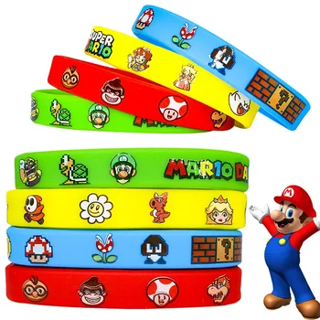 Super Mario Bros Bracelets Anime Boys Girls Kids Silicone Wristband Party Decoration Jewelry Children Cartoon Wrist Strap Toys