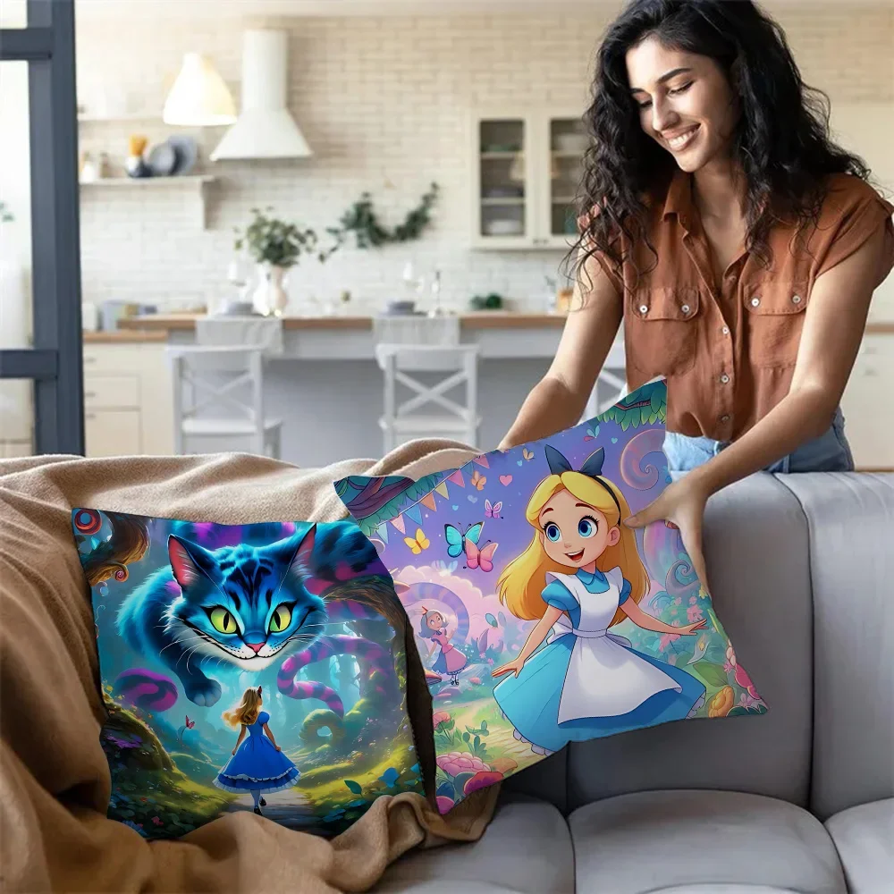 Pillow Covers Cartoon Alice in Wonderland Sofa Decorative Double-sided Printing