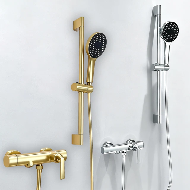 ชุดฝักบัวอาบน้ำแบบเทอร์โมสแตติกคุณภาพสูง ผลิตจากทองเหลืองแท้ พร้อมก๊อกน้ำสำหรับอ่างอาบน้ำ ระบบฝักบัวแบบแยกส่วน พร้อมฝักบัวแรงดันสูงแบบมือถือ 1