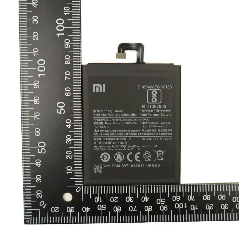 Batterie de téléphone portable BM3A pour Xiaomi Mi Note3 Note 3 Batteries de remplacement originales BM 3A 3400mAh