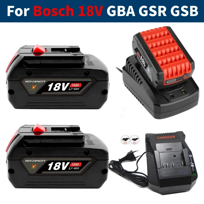 Bat610G + Al1820Cv Per Bosch Professional 18V 10.0Ah Sostituzione Batteria Agli Ioni Di Litio Con Led E Per Caricabatterie Rapido Bosch 14.4V-18V
