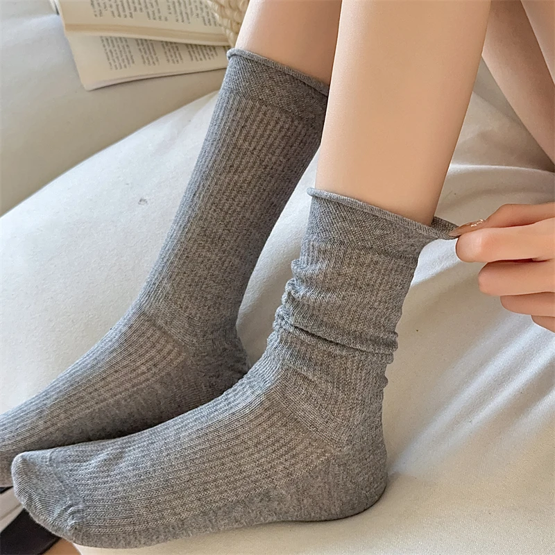 여성용 긴 패션 통기성 용수철 루즈 양말, 단색 우아한 소프트 트렌드, 여성용 얇은 양말, 기본 메쉬 양말, 여름 신상