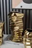 European Simple Luxury Abstract Simple Modern Gold and Silver Electroplated Ceramic Vase, Flower Set, TV Cabinet Decoration 4