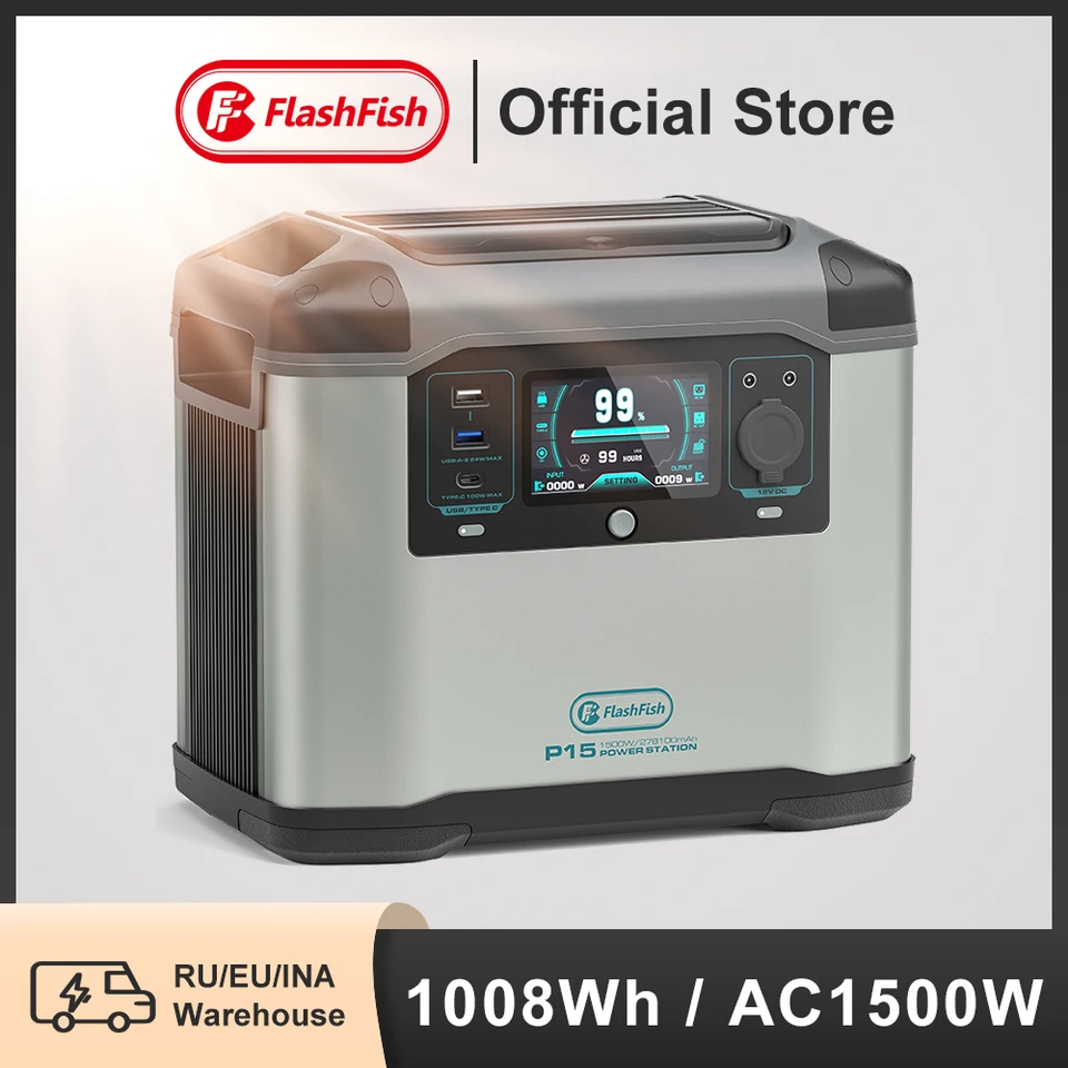 Flashfish-ポータブルソーラー発電機,230v,1500w,1008wh