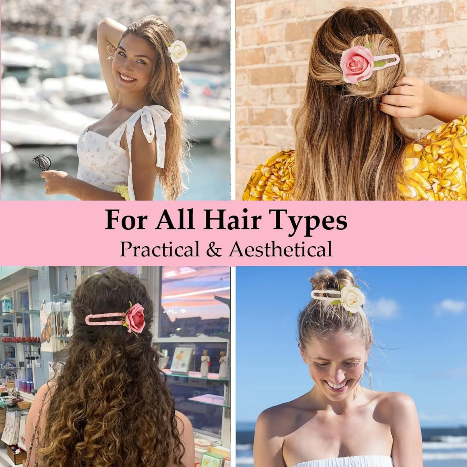 1PC　Artificial Rose Hair Claws,Chic Floral Hair Accessories Set,Perfect for Wedding,Party & Daily Styling