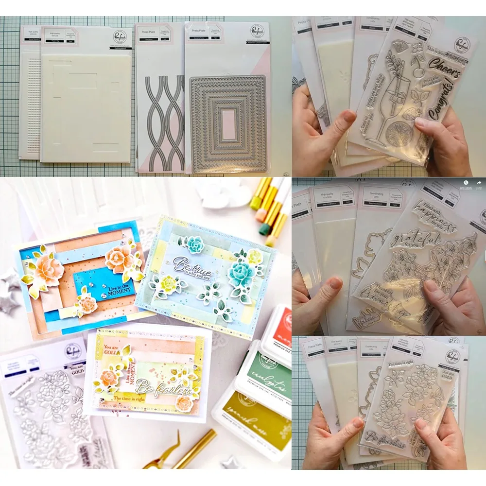 Beautiful Pinkfreshs Cutting Dies Stamps Stencil Scrapbook Diary Decoration Stencil Embossing Template DIY Greeting Card