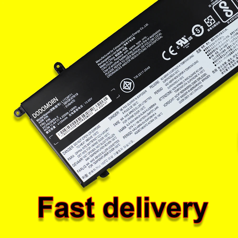 Bateria do Portátil para Lenovo Thinkpad Thinkpad X280 01av470 01av471 01av472 L17m6p71 L17l6p71 L17c6p71 Sb10k97619 48wh 11.4v - Imagem 6
