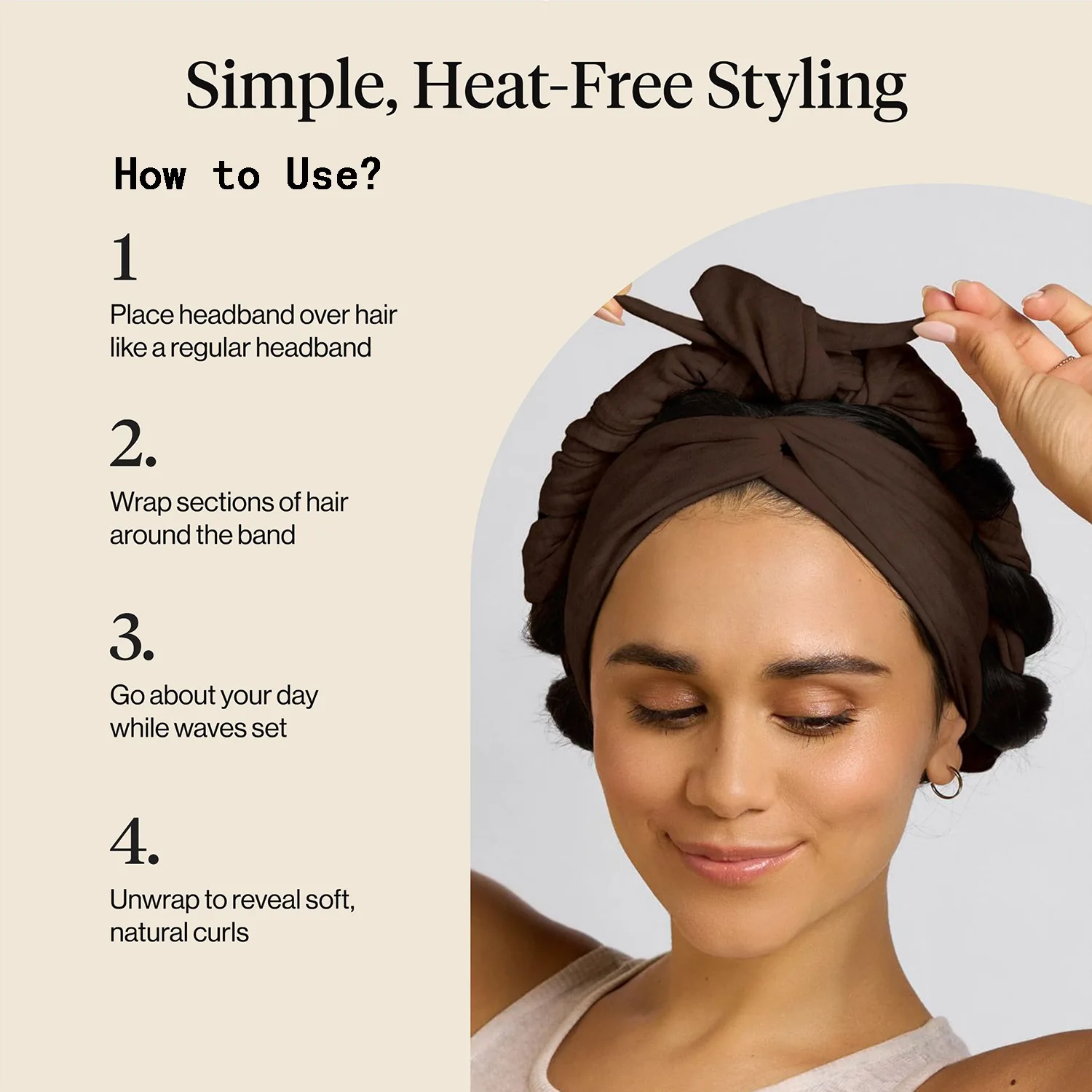 Overnight Heatless Curling Headband - Soft Fabric Ribbon