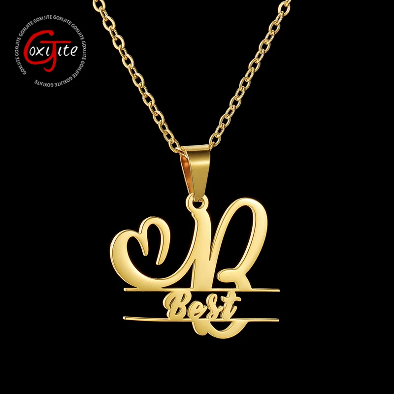 

Модное ожерелье Goxijite с именем на заказ для женщин, ожерелья из нержавеющей стали с большой надписью Love на заказ, ювелирные изделия в Подарок на годовщину