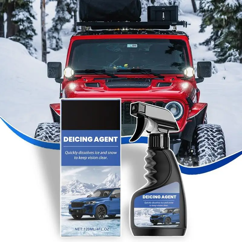 Windshield Defroster Spray Fast-Acting Windshield Deicer Car Defroster Spray 120ml Car Window Cleaner Winter Accessories