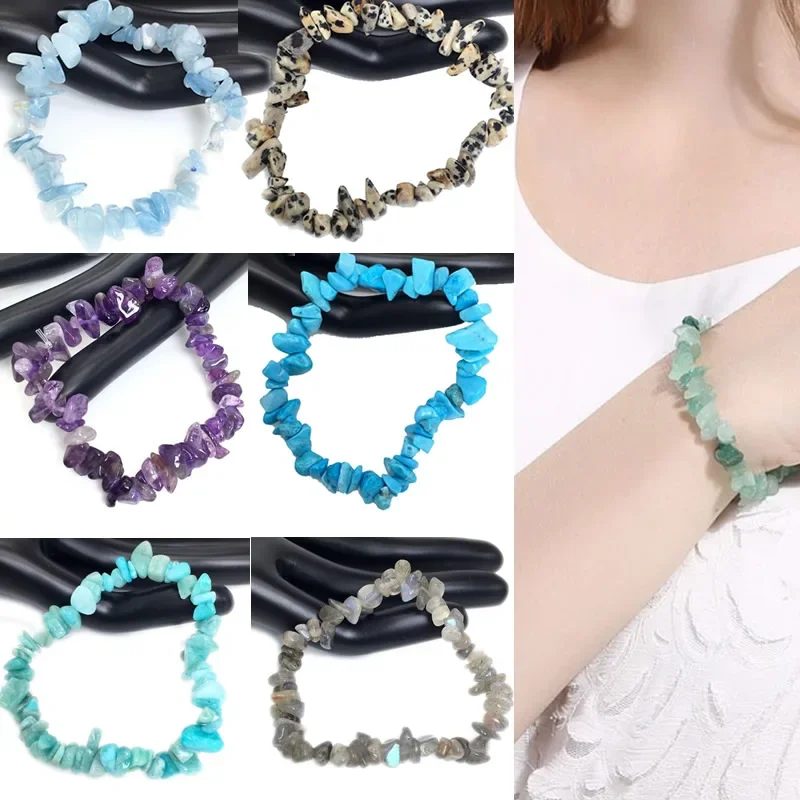 

*Natural Stone Bracelet Amethyst Irregular Stretch Chip beads Nuggets Quartz Bracelets Bangles Crystal quartz Wristband For Wome
