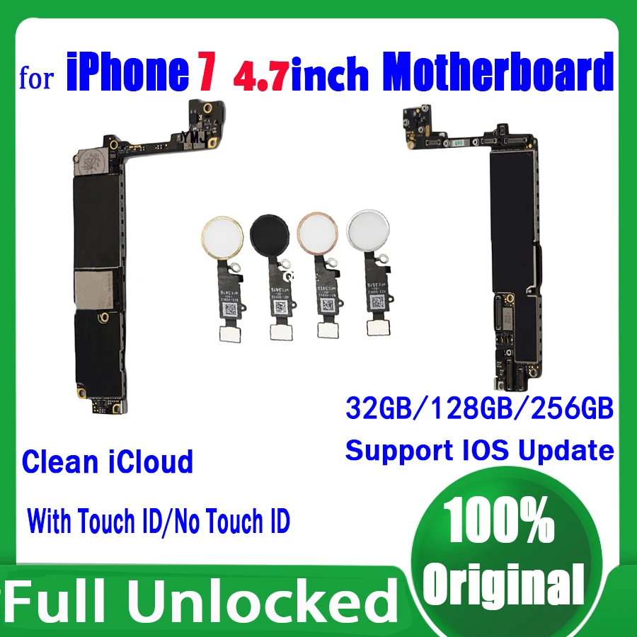 

Материнская плата с заводской разблокировкой для iphone 7 4,7 дюйма, материнская плата, 100% оригинал, чистая логическая плата iCloud для iphone 7 с/без Touch ID