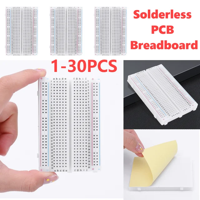 1-30PCS 400 Tie Points Solderless PCB Breadboard Universal Test Protoboard Solderless PCB Breadboard for Experiment Test Robot