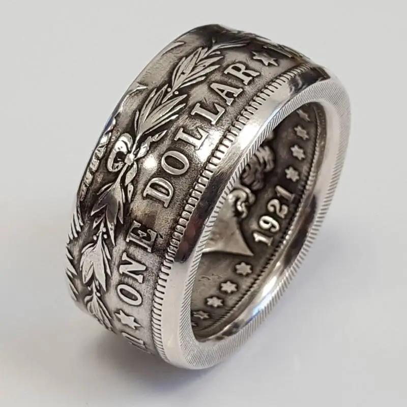 Vintage Fashion Letter Pattern Rings for Men Antique Silver Color Ring Male Wedding Band Engagement Jewelry Punk Men's Wholesale 1