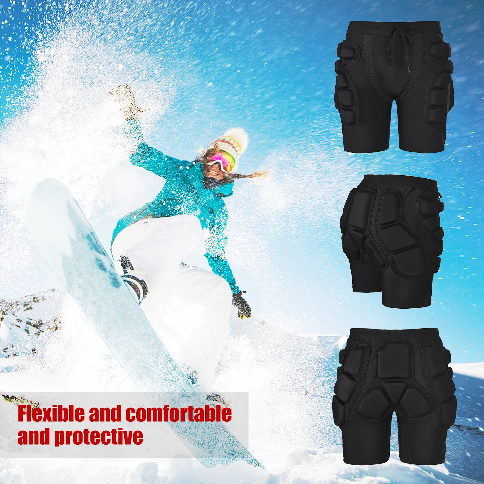 Snowboarding Protective Padded Shorts Lightweight Skiing Hip Protector Padded Short for Outdoor Skiing Skating
