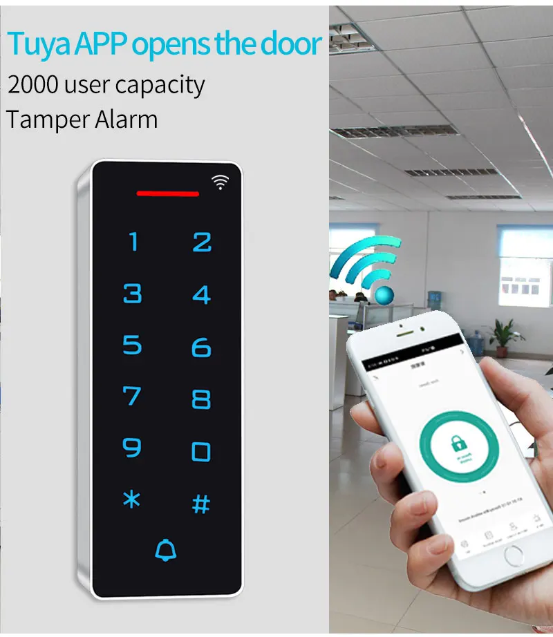 WIFI Tuya Smart App Door Access Control Keypad Standalone ID&IC RFID Access Cont