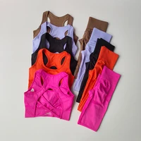 2PCS Sports Bra Women’s Set Professional Fitness Tank Top Bra Shockproof Running Leggings Yoga Suit Beautiful Back Bra Clothing