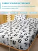 1 Simple modern letter Geometry printed matte Fitted Sheet, bedroom printed bed cover, bedding (excluding pillowcases) 4