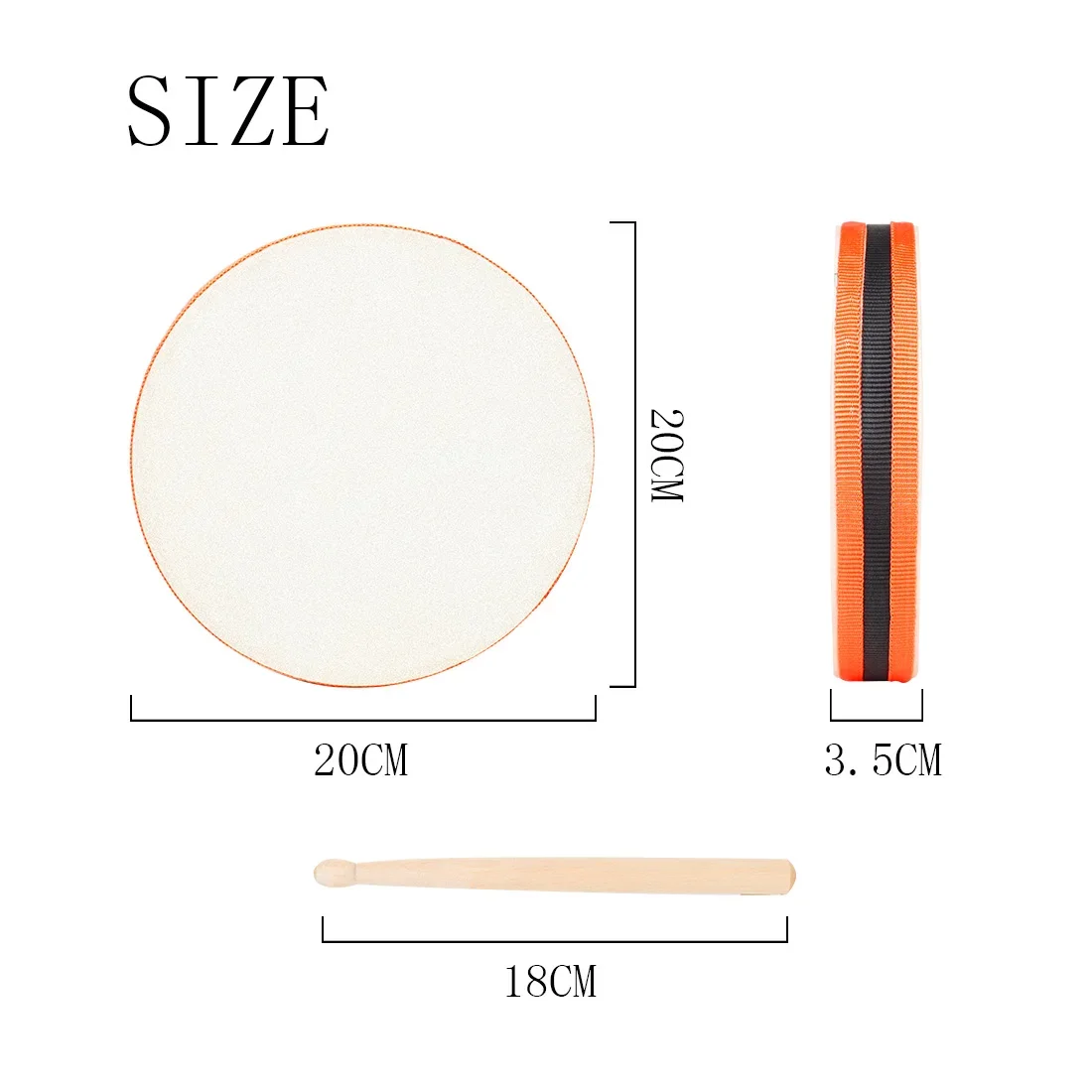 Hand Drum Double-sided Sheepskin Tambourine Percussion Instrument Portable Kids Musical Gift Child Educational Toys for SLADE