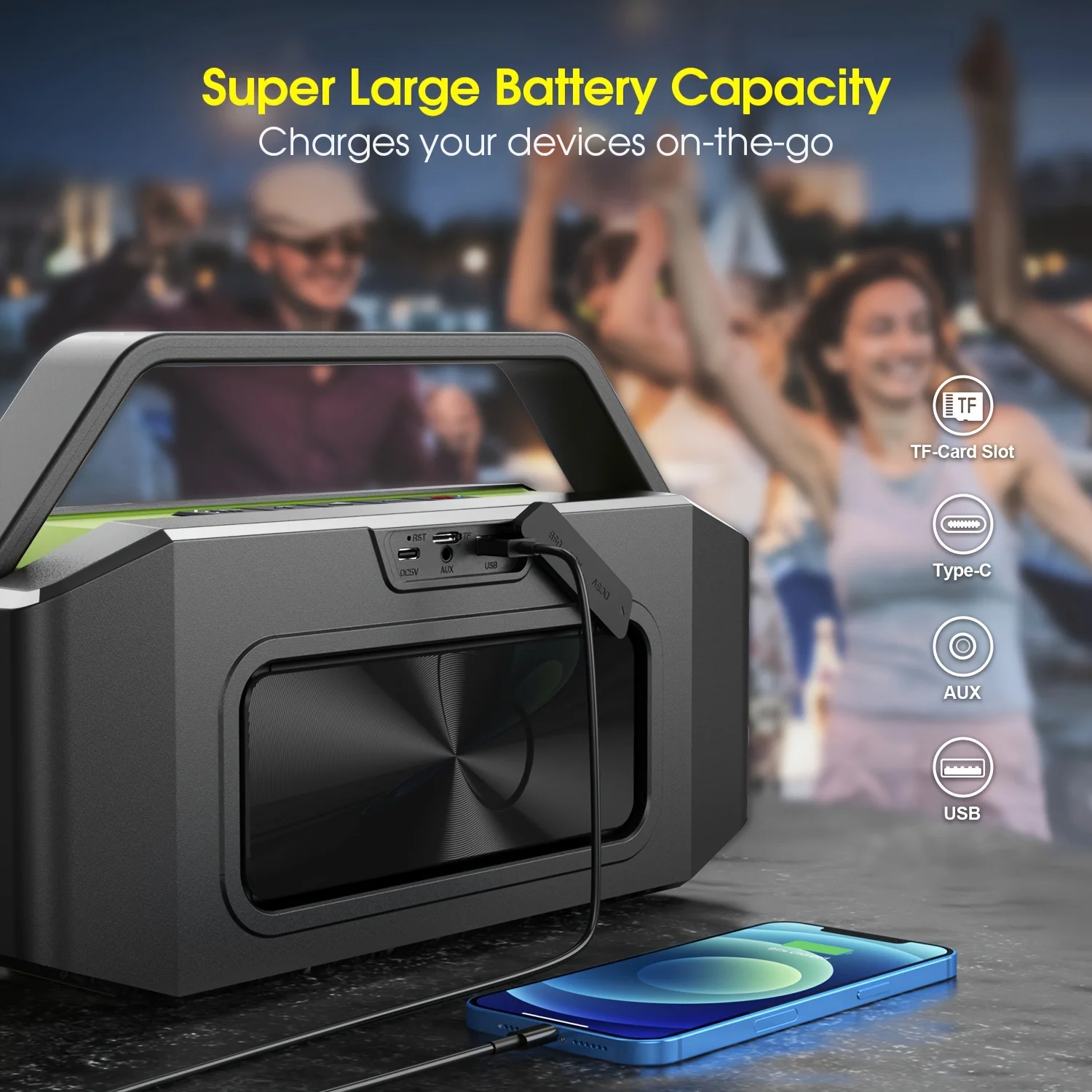 W-KING 100W PEAK 60W Bluetooth Speaker Portable Speakers Bluetooth Wireless Loud Outdoor Waterproof IPX6 Party Boombox 5