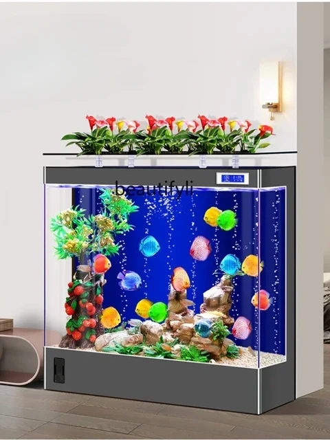 Fish Tank Living Room Ecological Change Water Super White Glass Household  Light Luxury Fish Globe Aquarium - AliExpress