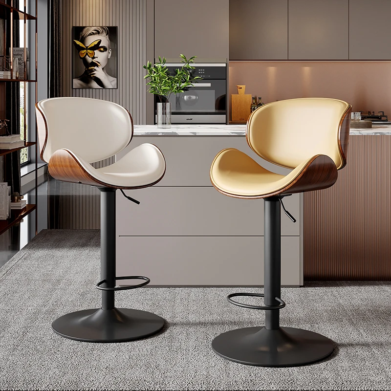 Metal Iron Bar Stool Lift Back High Stool Home Island High Front Desk Chair Conference Room Reception Stools