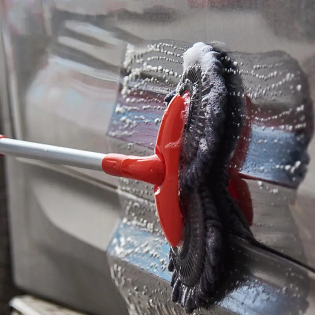 

Швабра из микрофибры для мытья автомобиля, с длинной ручкой, многоразовая щетка для мытья автомобиля, вращающаяся на 180 градусов тряпка из микрофибры для ветрового стекла и окон