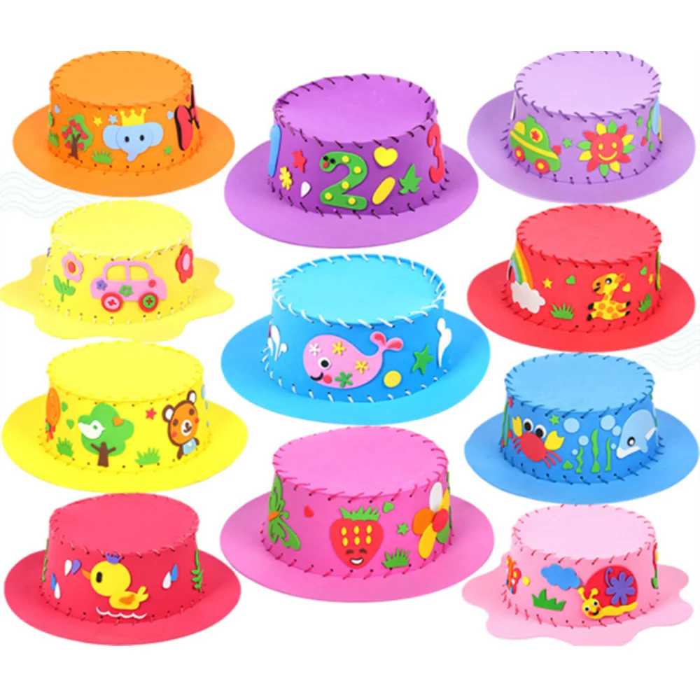 1Pack Kids DIY EVA Foam Weaving Hat Children Kindergarten Sewing Crafts