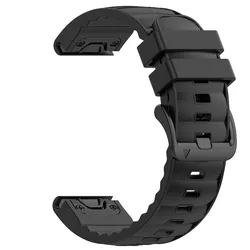 Quickfit Hybrid Silicone Sport Band with Leather/Nylon Accents - Garmin QuickFit 22mm (L - Coal Black)