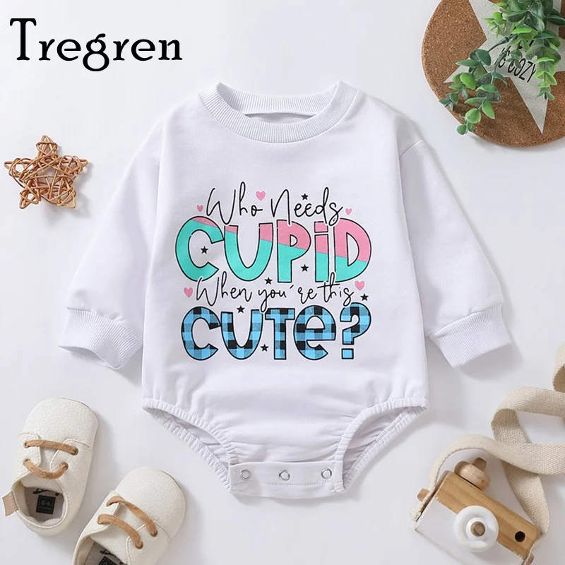 

Tregren Newborn Infant Baby Girl Valentine's Day Romper Red Casual Long Sleeve O Neck Letter Heart Print Playsuit For 0-24Months