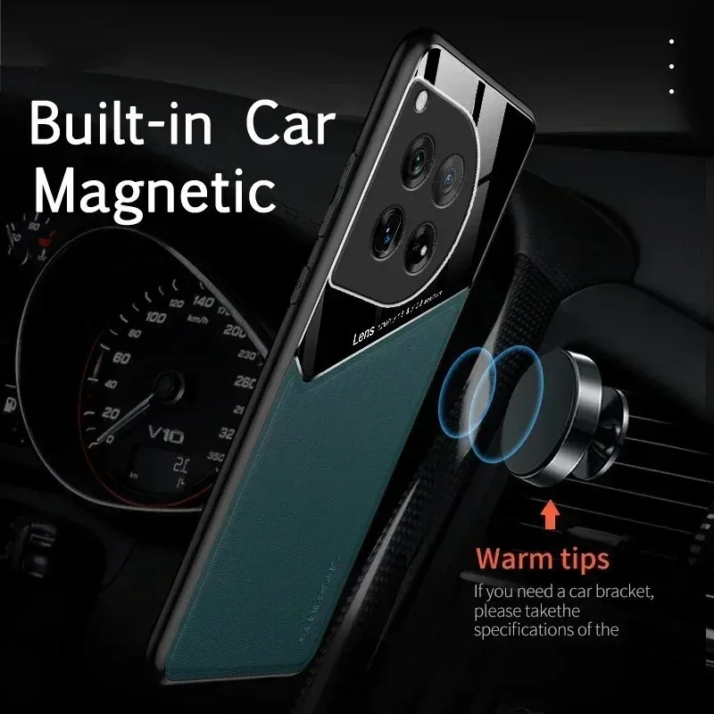 Étui en cuir texturé pour OnePlus 12 12R 11 11R 10 Pro 10T avec support à ventouse magnétique pour voiture Coque Fundas Capa_voghion.com