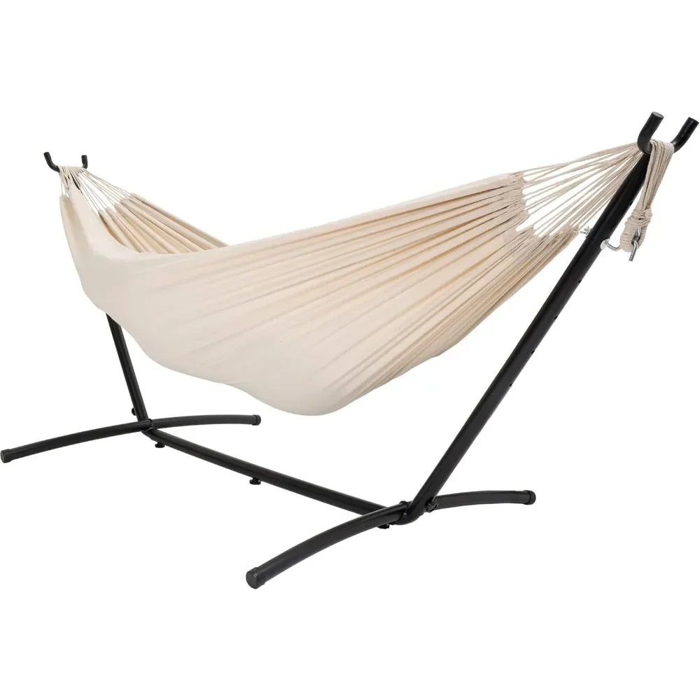 Double Hammock with 9ft Space-Saving Steel Stand includes Portable Carrying Case, 450 Pounds Capacity (Natural) hammock chair 3