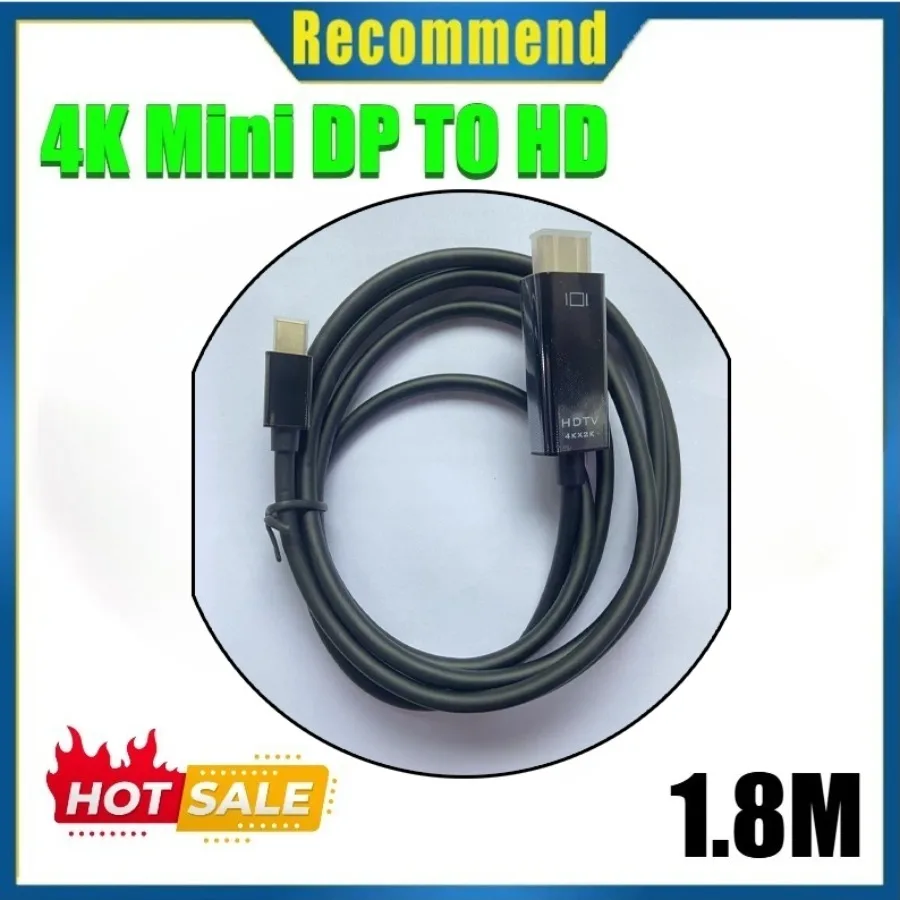 Kabel konwerter 4K Mini DisplayPort na HDMI 1.8M, adapter DP na HDMI do laptopa, projektora, Mac