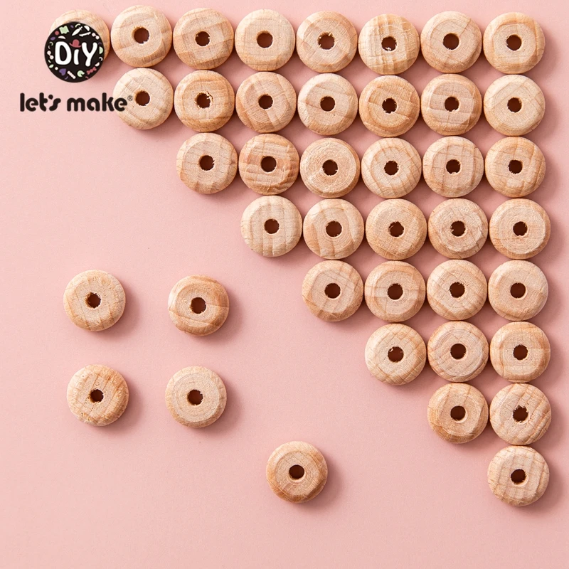 Lassen Sie uns 50 stücke 10mm Buche Abakus Perlen Holz Perlen Halskette DIY Lebensmittel qualität Baby Beißring Perlen Nippel Kette Zubehör machen – Detail 11
